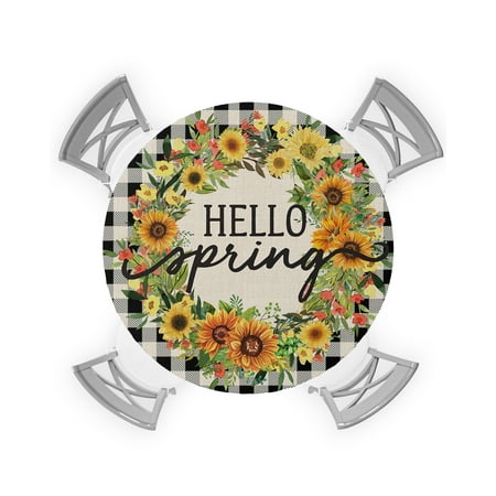 Round Tablecloth with Elastic Hello Spring Summer Sunflower Wreath Black Buffalo Plaid Waterproof Stain-proof Table Cover Wipeable Fitted Table Cloths for 55 -60 Round Tables Dining Kitchen
Round Tablecloth with Elastic Hello Spring Summer Sunflower Wreath Black Buffalo Plaid Waterproof Stain-proof Table Cover Wipeable Fitted Table Cloths for 55 -60 Round Tables Dining Kitchen