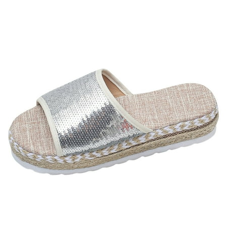 ZAROYEAX Women s Summer New Round Head Sequin Line Fashion Women s Platform Slippers
ZAROYEAX Women s Summer New Round Head Sequin Line Fashion Women s Platform Slippers