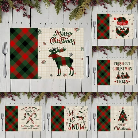 XWQ 4Pcs/Set Christmas Style Place Mat Wide Application Flax Adorable Santa Claus Pattern Dinner Mat for Home
XWQ 4Pcs/Set Christmas Style Place Mat Wide Application Flax Adorable Santa Claus Pattern Dinner Mat for Home