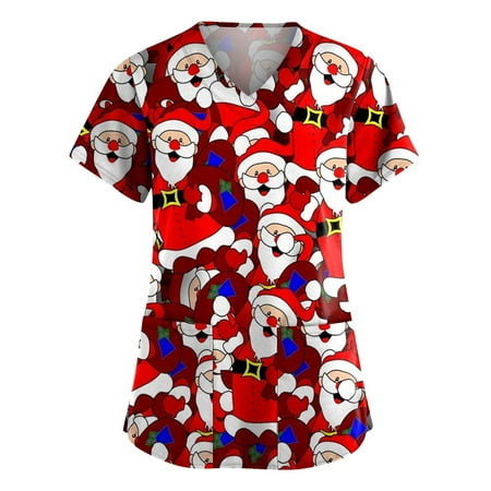 Yourumao Tops Clearance Womens Scrub Tops Christmas Holiday Short Sleeve V Neck Nursing Working Uniform Cute Xmas Pattern Scrub Workwear Blouse Tees with Pockets
Yourumao Tops Clearance Womens Scrub Tops Christmas Holiday Short Sleeve V Neck Nursing Working Uniform Cute Xmas Pattern Scrub Workwear Blouse Tees with Pockets
