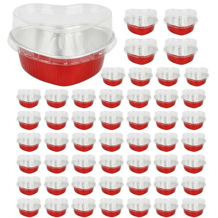 GYZEE Aluminum Foil Mold Heart-Shaped Cake Grinder One-Time Heating Tableware(Red)