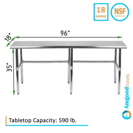 AmGood 96 Long x 18 Deep Stainless Steel Work Table Open Base | Work Station | Metal Work Bench
AmGood 96 Long x 18 Deep Stainless Steel Work Table Open Base | Work Station | Metal Work Bench