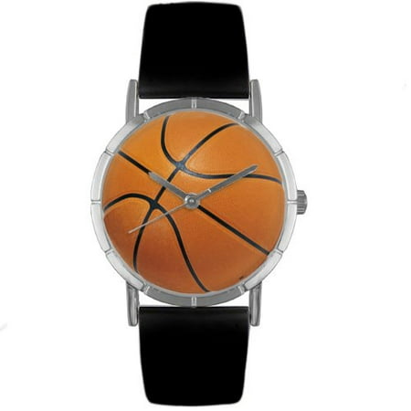 Whimsical Watches Unisex Basketball Lover Photo Watch with Black Leather