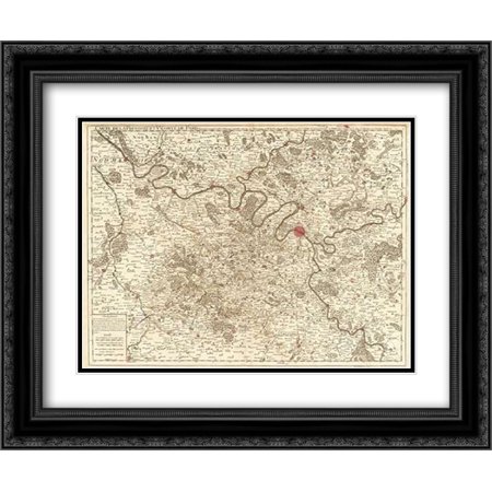 Paris, France, 1711 2x Matted 24x20 Black Ornate Framed Art Print by De Lisle, Guillaume