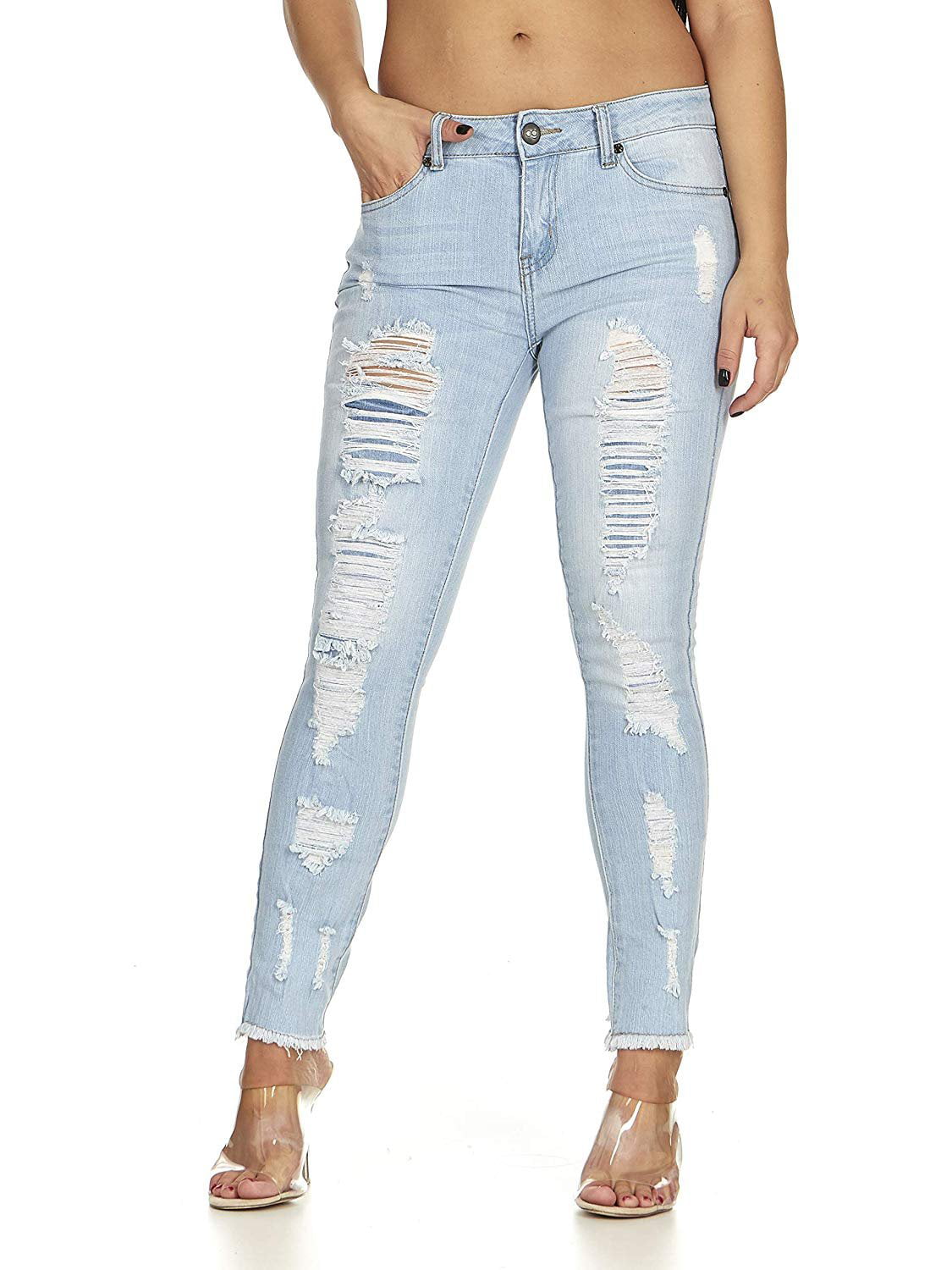 VIP Jeans Cute Ripped Jeans For Women Distressed Washed Skinny Fray