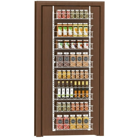 Bextsrack 8 Tiers Door Rack Adjustable 8 Baskets Closet Organizer Hanging Spice Space Saver White