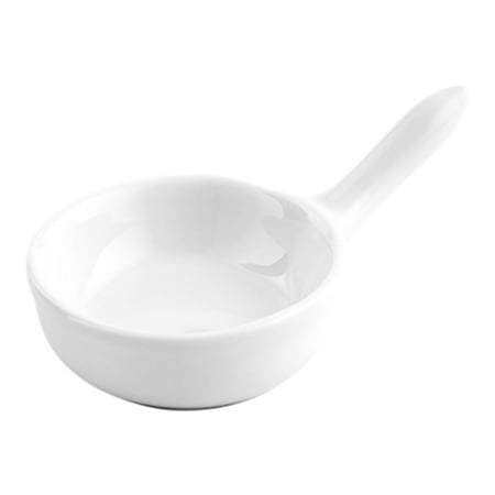2 oz Round White Porcelain Mini Sauce Pan - 2 1/4 x 2 1/4 x 3/4 - 10 count box