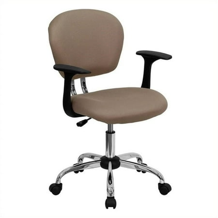 Scranton & Co Mid-Back Mesh Office Chair with Arms in Coffee Brown