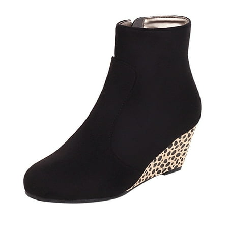 Women s Autumn and Winter Ankle Boots Fashion Round Suede Leather High Slope Heel Short Boots Versatile Solid Side Zipper Ankle Boots
Women s Autumn and Winter Ankle Boots Fashion Round Suede Leather High Slope Heel Short Boots Versatile Solid Side Zipper Ankle Boots