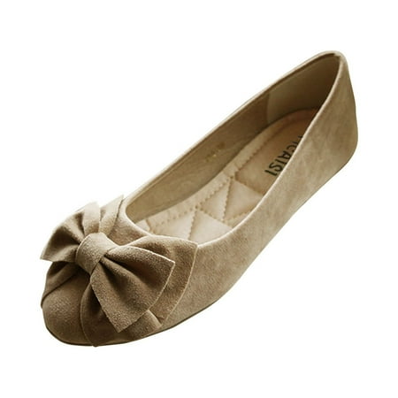 Womens Shoes Singles Flat Bowknot Casual Slip On Work Shoes