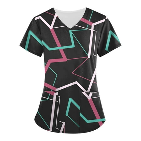 Sksloeg Scrub Tops For Women Cartoon Printed Top line Patterned Comfort Scrubs Women s V-Neck Workwear Shirts Nursing Working Uniform Black S
Sksloeg Scrub Tops For Women Cartoon Printed Top line Patterned Comfort Scrubs Women s V-Neck Workwear Shirts Nursing Working Uniform Black S