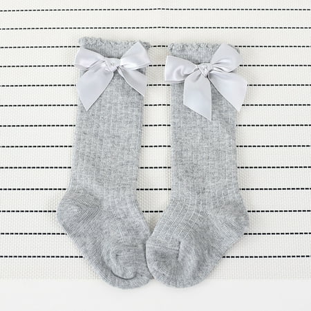 Zlekejiko Kids Girls Cotton Toddlers Big Lace Soft Socks Baby Bow Long High Kids Knee Baby Care