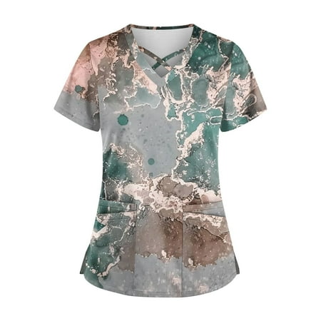 XINKAIRUN Plus Size Cute Printed Scrub Working Uniform for Womens Summer Tops Cross V-Neck Short Sleeve Fun T-Shirts Workwear Tee with Pockets Blouse S
XINKAIRUN Plus Size Cute Printed Scrub Working Uniform for Womens Summer Tops Cross V-Neck Short Sleeve Fun T-Shirts Workwear Tee with Pockets Blouse S
