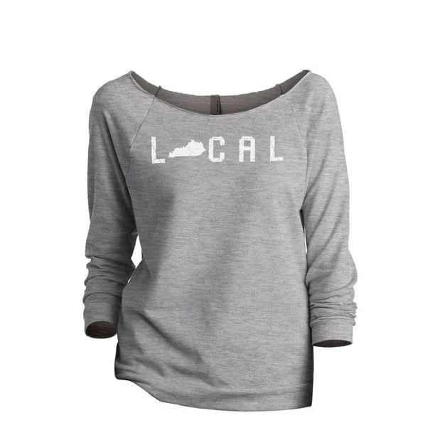 Thread Tank Local Kentucky State Women's Slouchy 3/4 Sleeves Raglan Sweatshirt Sport Grey Small