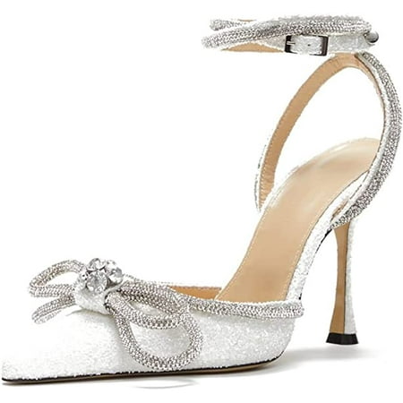 THE SHY Ankle Strap Sandals Rhinestone Bow Slingback Stilettos Glitter Wedding Heeled Sandal
THE SHY Ankle Strap Sandals Rhinestone Bow Slingback Stilettos Glitter Wedding Heeled Sandal