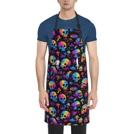 Naloa rainbow color Skull mushroom Apron Kitchen Aprons with Pockets for Women Men Chef
Naloa rainbow color Skull mushroom Apron Kitchen Aprons with Pockets for Women Men Chef