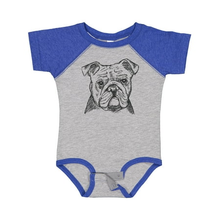 Inktastic English Bulldog Sketch Portrait Gift Baby Boy or Baby Girl Bodysuit