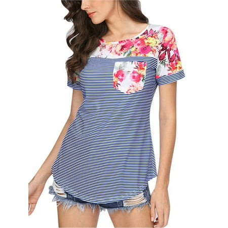 JustVH Women Casual Floral Print Striped Maternity Tops Round Neck Basic Nursing T-Shirt
JustVH Women Casual Floral Print Striped Maternity Tops Round Neck Basic Nursing T-Shirt