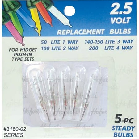 2PK J Hofert Mini Clear 2.5V Replacement Light Bulb (5-Pack)