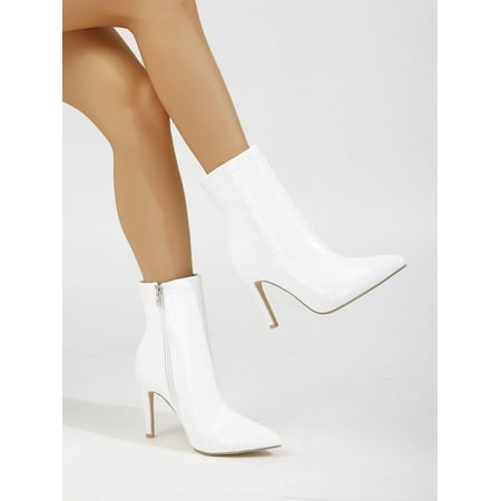 Embossed Point Toe Stiletto Heeled Classic Boots Women‘s Footwear