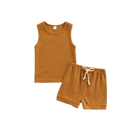 IZhansean Baby Girl Boy Summer Outfits Knitted Sleeveless Tank Tops Shorts Set Toddler Clothes Yellow 6-12 Months
IZhansean Baby Girl Boy Summer Outfits Knitted Sleeveless Tank Tops Shorts Set Toddler Clothes Yellow 6-12 Months