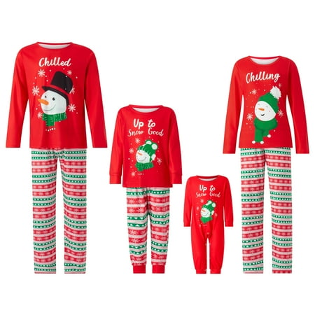 Inevnen Family Matching Christmas Pajamas Cartoon Snowman Print Long-Sleeved Tops + Elastic Waist Snowflake Pattern Trousers Sleepwear
Inevnen Family Matching Christmas Pajamas Cartoon Snowman Print Long-Sleeved Tops + Elastic Waist Snowflake Pattern Trousers Sleepwear