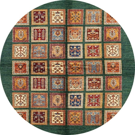 Ahgly Company Indoor Round Abstract Bakers Brown Area Rugs 8 Round
