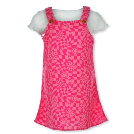 One Step Up Girls 2-Piece Woven Jumper Set Outfit - pink 2t (Toddler)