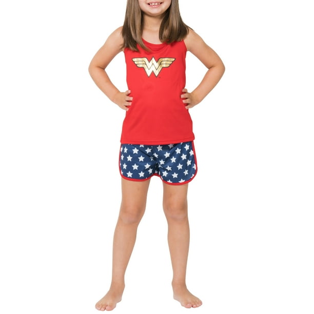 Girls' Wonder Woman Sporty Mesh 2 Piece Pajama Sleep Set (Little Girl & Big Girl)