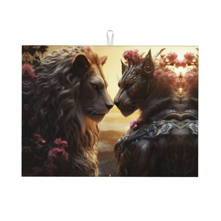 Dish Drying Mat Romantic Flower Lion Couple Highly Absorbent Microfiber Drying Mat Kitchen Counter or Sink Drawer Liner 16x18 Kitchen Drying Mat Coffee Mat Kitchen Essentials
Dish Drying Mat Romantic Flower Lion Couple Highly Absorbent Microfiber Drying Mat Kitchen Counter or Sink Drawer Liner 16x18 Kitchen Drying Mat Coffee Mat Kitchen Essentials