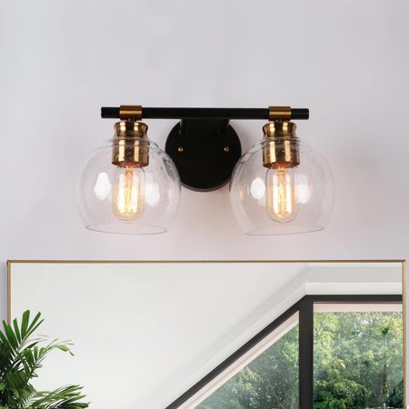 Beyond Modern Black Gold 2/3/4-Light Bathroom Vanity Light Wall Sconces with Globe Glass 14 L