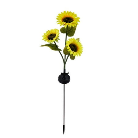 LED Solar Sunflower Shape Light Ground Plug-in Iron Lamp Path Decor (B)