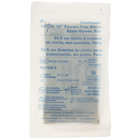Medline Aloetouch 12 Powder-Free Nitrile Exam Gloves Green Small - 50 Each