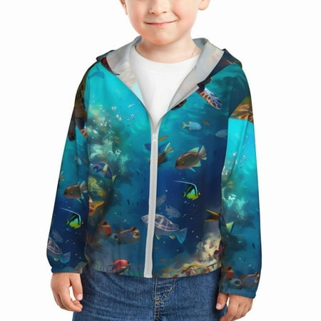 Ocsxa Underwater Fish Turtle Print Kids Active Zipper Sun Protection Jacket Boys Girls Hooded Cooling Shirt-2 Years
Ocsxa Underwater Fish Turtle Print Kids Active Zipper Sun Protection Jacket Boys Girls Hooded Cooling Shirt-2 Years
