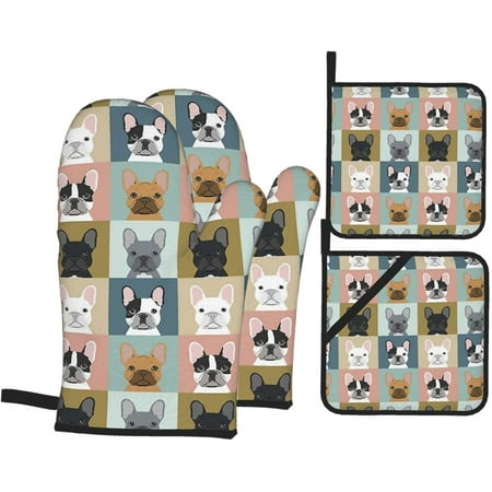 French Bulldogs Oven Mitts and Pot Holders Sets of 4 Resistant Hot Pads with Polyester Non-Slip BBQ Gloves for Kitchen Cooking Baking Grilling
French Bulldogs Oven Mitts and Pot Holders Sets of 4 Resistant Hot Pads with Polyester Non-Slip BBQ Gloves for Kitchen Cooking Baking Grilling