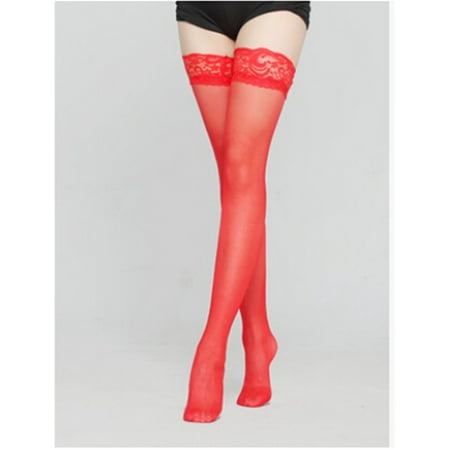 Womens Sexy Pure Stockings Lace Pantyhose OVER the KNEE Thigh High Hold Ups