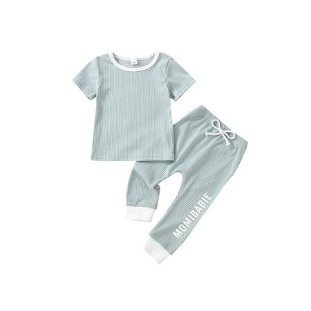 Nokpsedcb Kids Baby Boys Girls 2Pcs Clothes Sets Short Sleeve T-shirt Tops with Letters Print Long Pants Outfits Blue 12-18 Months
Nokpsedcb Kids Baby Boys Girls 2Pcs Clothes Sets Short Sleeve T-shirt Tops with Letters Print Long Pants Outfits Blue 12-18 Months