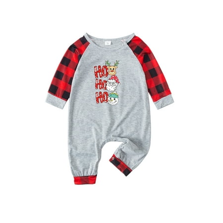 Binpure Cartoon Print Raglan Tops and Plaid Trousers Parent-child Pajamas
