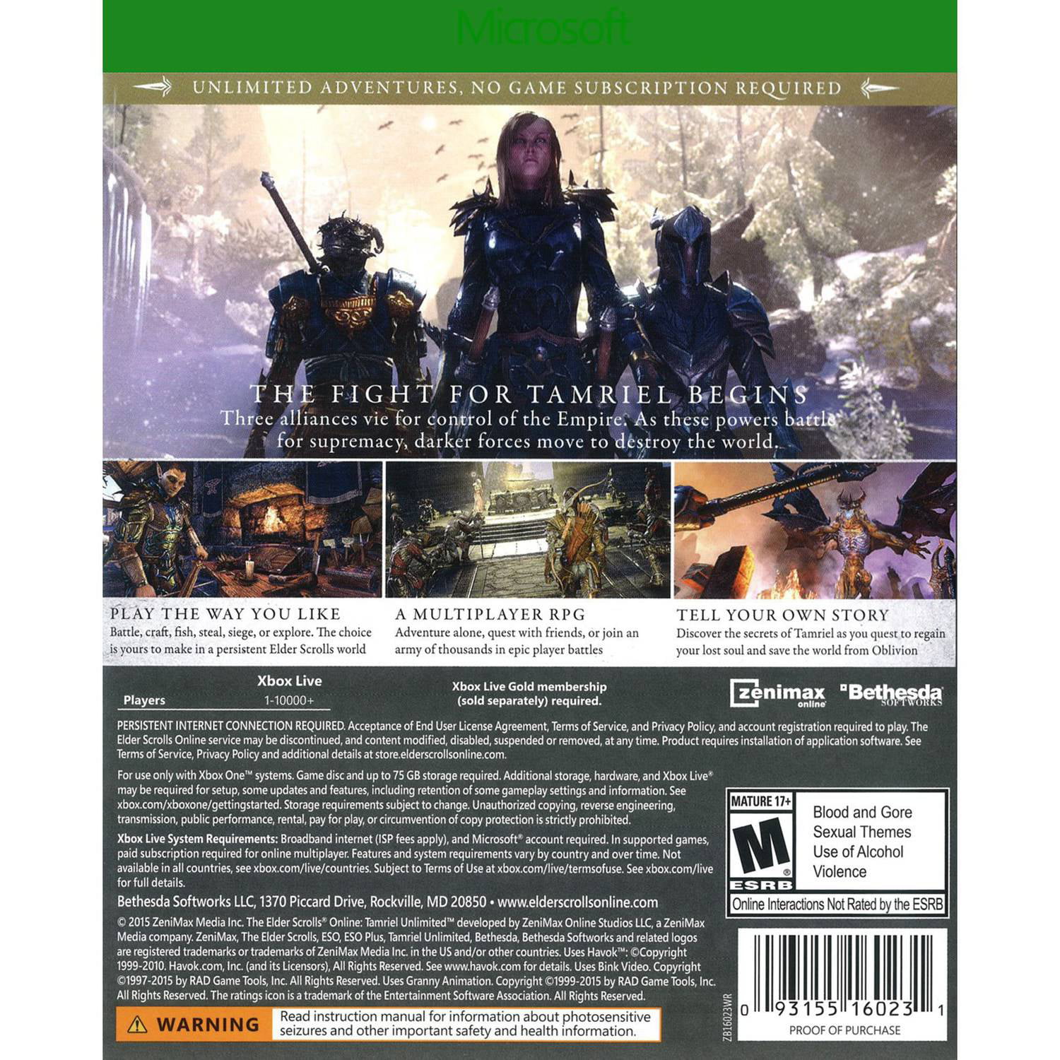 The Elder Scrolls Online: Tamriel Unlimited (Xbox One) - Walmart.com
