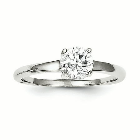 .925 Sterling Silver 2 MM Solitaire Round CZ Engagement Ring, Size 8 MSRP $72