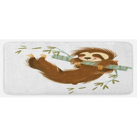 Sloth Kitchen Mat Happy Cheerful Animal Swinging on Tree Branch Hand Drawn Cartoon Illustration Plush Decorative Kitchen Mat with Non Slip Backing 47 X 19 Brown Khaki Grey by Ambesonne
Sloth Kitchen Mat Happy Cheerful Animal Swinging on Tree Branch Hand Drawn Cartoon Illustration Plush Decorative Kitchen Mat with Non Slip Backing 47 X 19 Brown Khaki Grey by Ambesonne