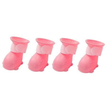 4pcs Waterproof Dog Rain Shoes Anti-slip Dog Shoes for Rain Day Pet Rainboots