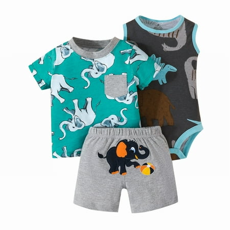 ZRBYWB Simple Casual Boy Clothes Crew Neck Short Sleeve Top+Cartoon Solid Color Shorts+Tank Top Romper 3 Piece Set Green Baby Clothes
ZRBYWB Simple Casual Boy Clothes Crew Neck Short Sleeve Top+Cartoon Solid Color Shorts+Tank Top Romper 3 Piece Set Green Baby Clothes