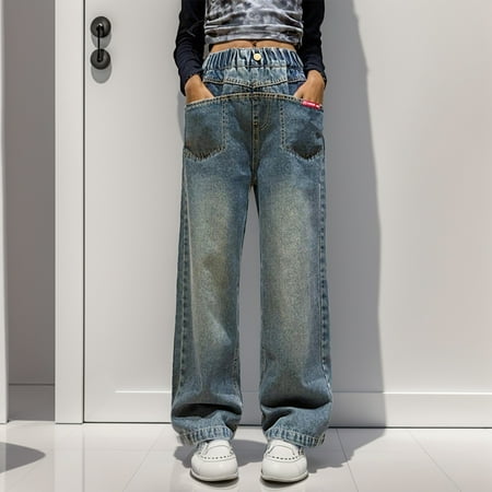 CHUOU Girls Spring And Autumn Baggy Mop Wide Leg Pants Medium Sized Children Slim Jeans Straight Leg Pants Design Sense
CHUOU Girls Spring And Autumn Baggy Mop Wide Leg Pants Medium Sized Children Slim Jeans Straight Leg Pants Design Sense