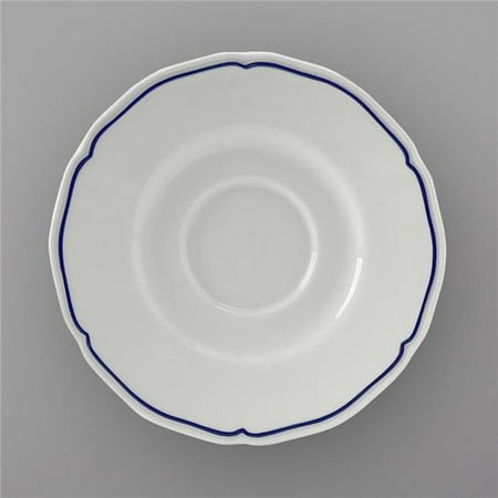 Porcelain White Scalloped Blue Band Saucer