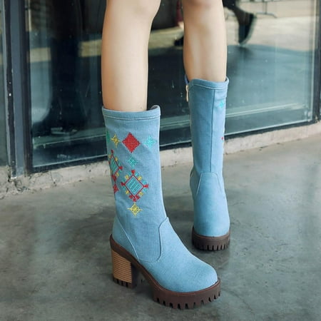 Tdoqot Winter Boots for Women- Christmas Gifts Casual Mid-Heel Chunky Heel Women s Mid Calf Boots Light Blue 36
Tdoqot Winter Boots for Women- Christmas Gifts Casual Mid-Heel Chunky Heel Women s Mid Calf Boots Light Blue 36