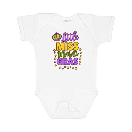 Inktastic Little Miss Mardi Gras with Crown and Dots Gift Baby Girl Bodysuit