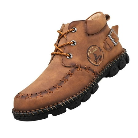 Rdeuod Mens Shoes High-Top Lace-Up Casual Platform Hiking Shoes