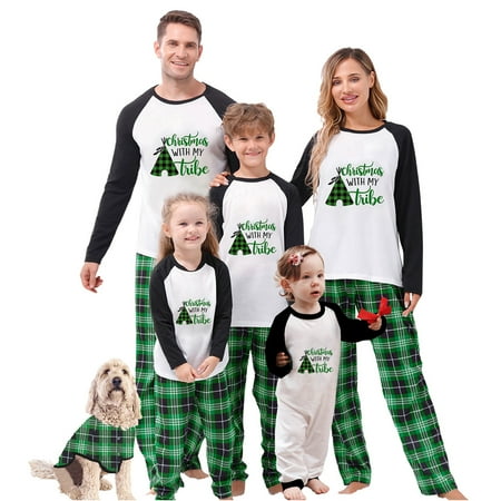 Family Matching Christmas Pajamas Letter Print Long-Sleeved Tops + Plaid Trousers Sleepwear Outfits
Family Matching Christmas Pajamas Letter Print Long-Sleeved Tops + Plaid Trousers Sleepwear Outfits