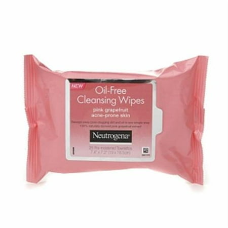 Neutrogena Oil-Free Cleansing Wipes for Acne Prone Skin, Pink Grapefruit 25 ea (Pack of 3)